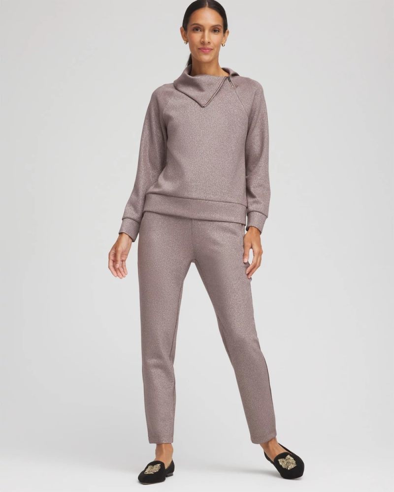 Chicos Zenergy® Sparkle Tapered Ankle Pants - WALNUT