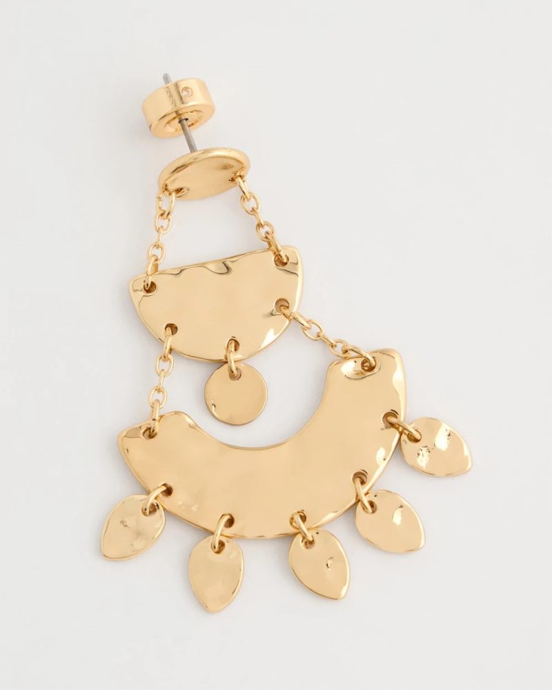 Chicos Hammered Chandelier Earrings - GOLD