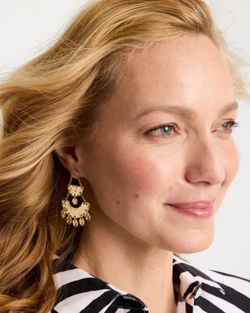 Chicos Hammered Chandelier Earrings - GOLD