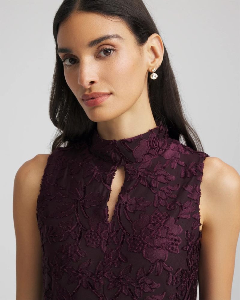 Chicos Burnout Mockneck Tank - NIGHT BLOOM