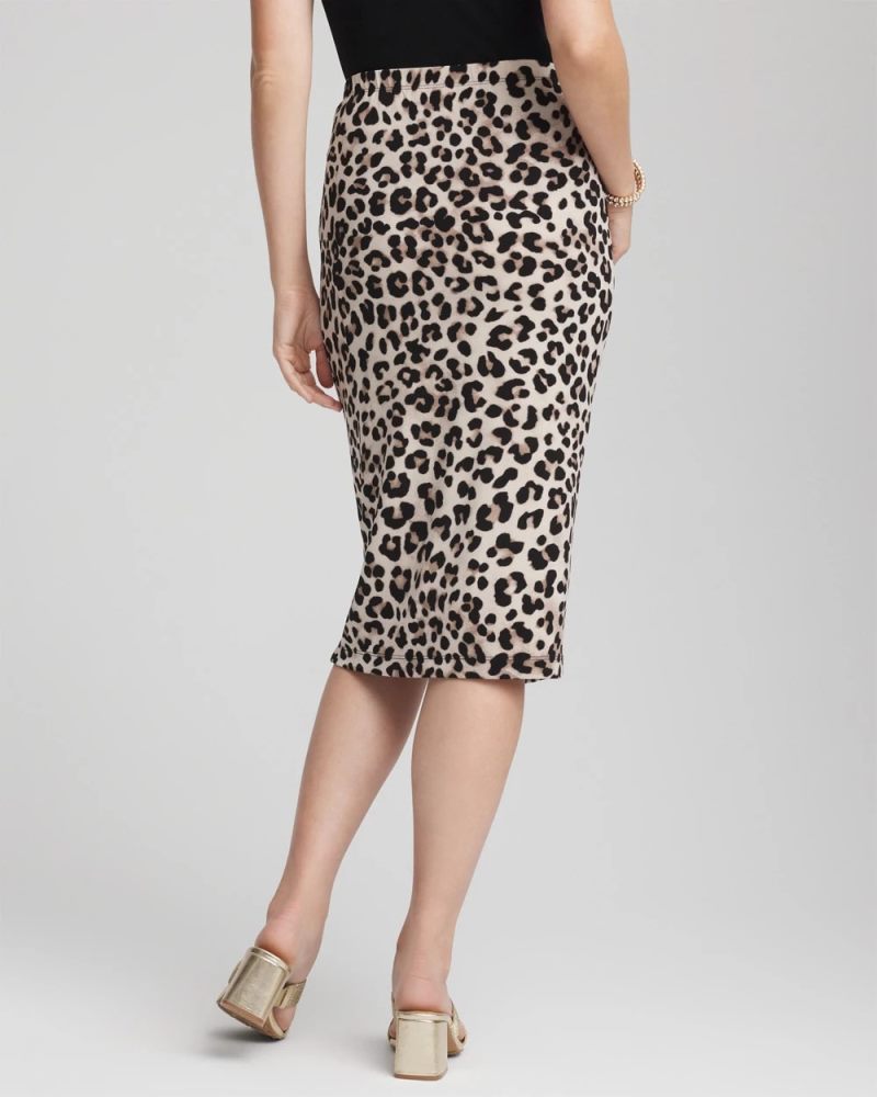 Chicos Travelers™ No Tummy Animal-Print Pencil Skirt - DEEP TAUPE