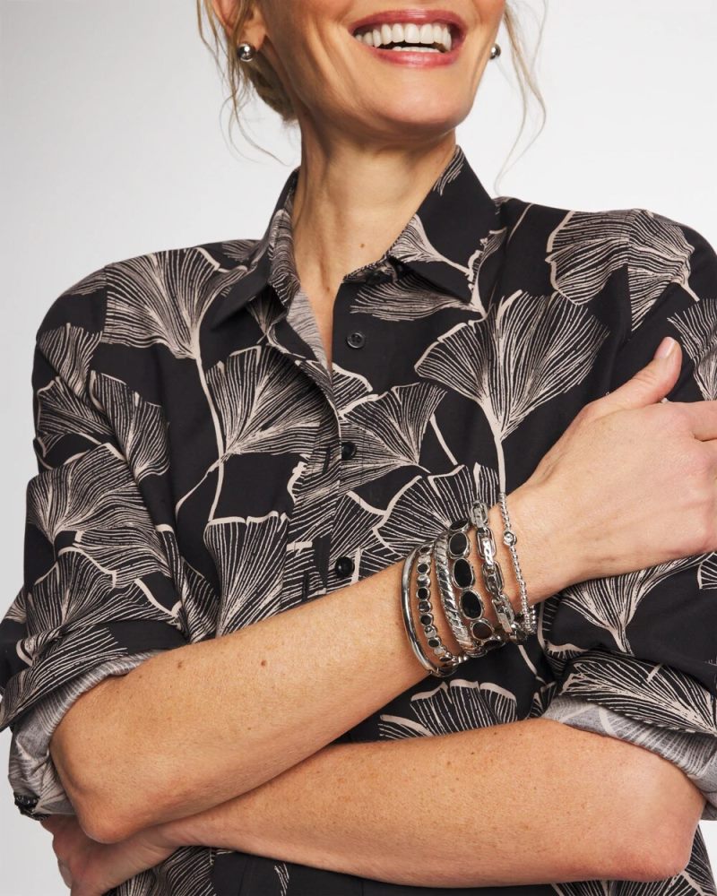 Chicos Black Mini Circle Stretch Bracelet - BLACK