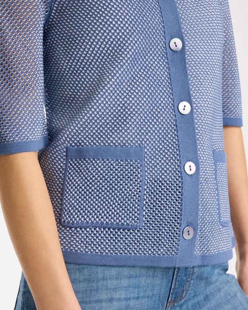 Chicos Mesh Lady Jacket Cardigan - BLUE HAVEN