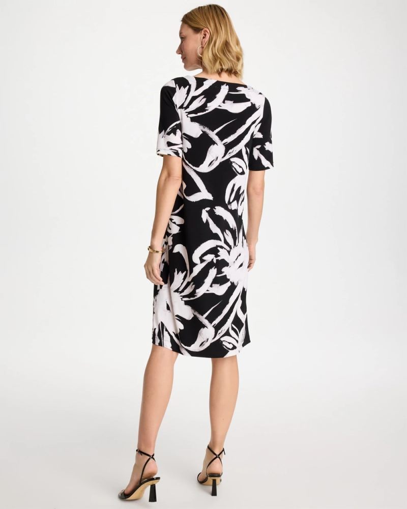 Chicos Travelers™ Knit New Bloom Day Dress - BLACK/WHITE