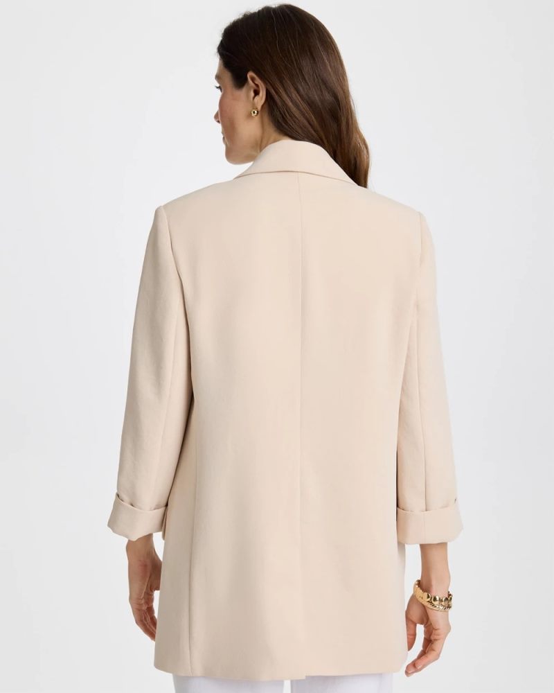 Chicos Boyfriend Crepe Blazer - PALE SAND
