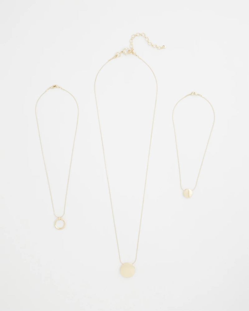Chicos Gold Triple Pendant Necklace - GOLD