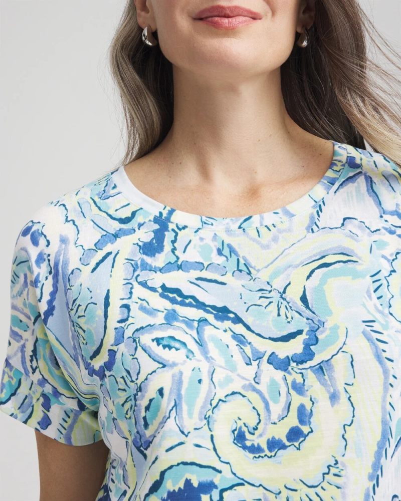 Chicos Zenergy® Paisley Drop Shoulder Tee - CRYSTAL SPRINGS