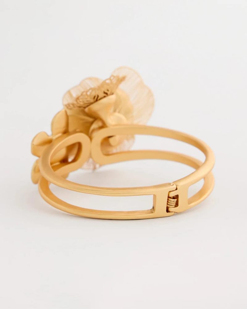 Chicos Filigree Flower Hinge Cuff Bracelet - GOLD