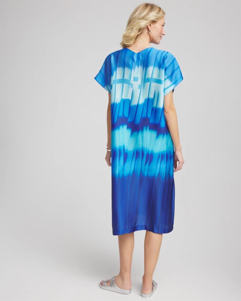 Chicos Gottex Golden Hour V-Neck Dress Cover-Up - BLUE MULTI