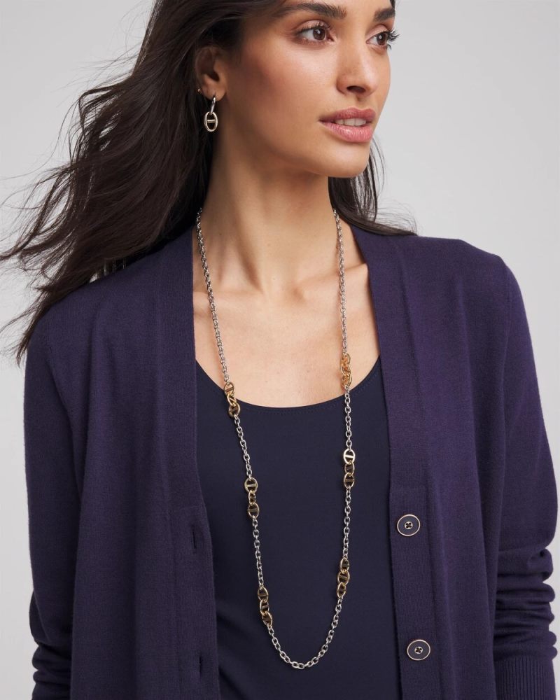 Chicos Mixed Metal Link Long Necklace - MIXED METALS
