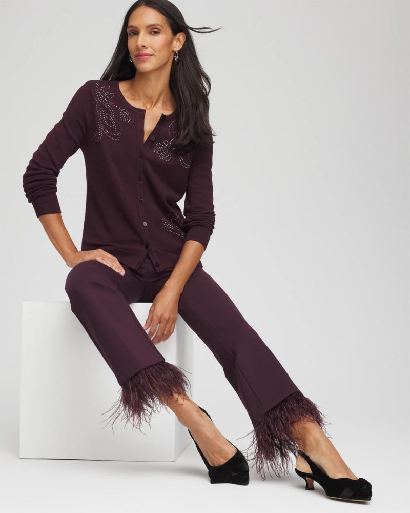 Chicos Juliet Feathered Flared Cropped Pants - NIGHT BLOOM