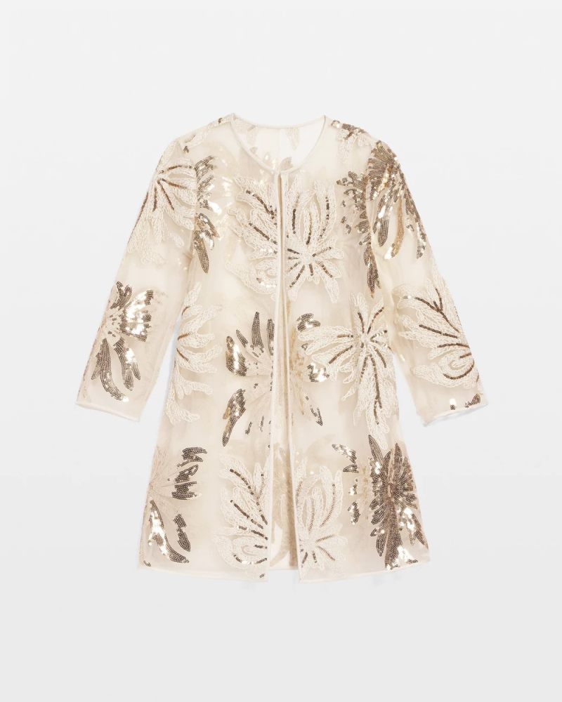 Chicos Travelers™ Collection Sequin-Mesh Jacket - MODERN ECRU