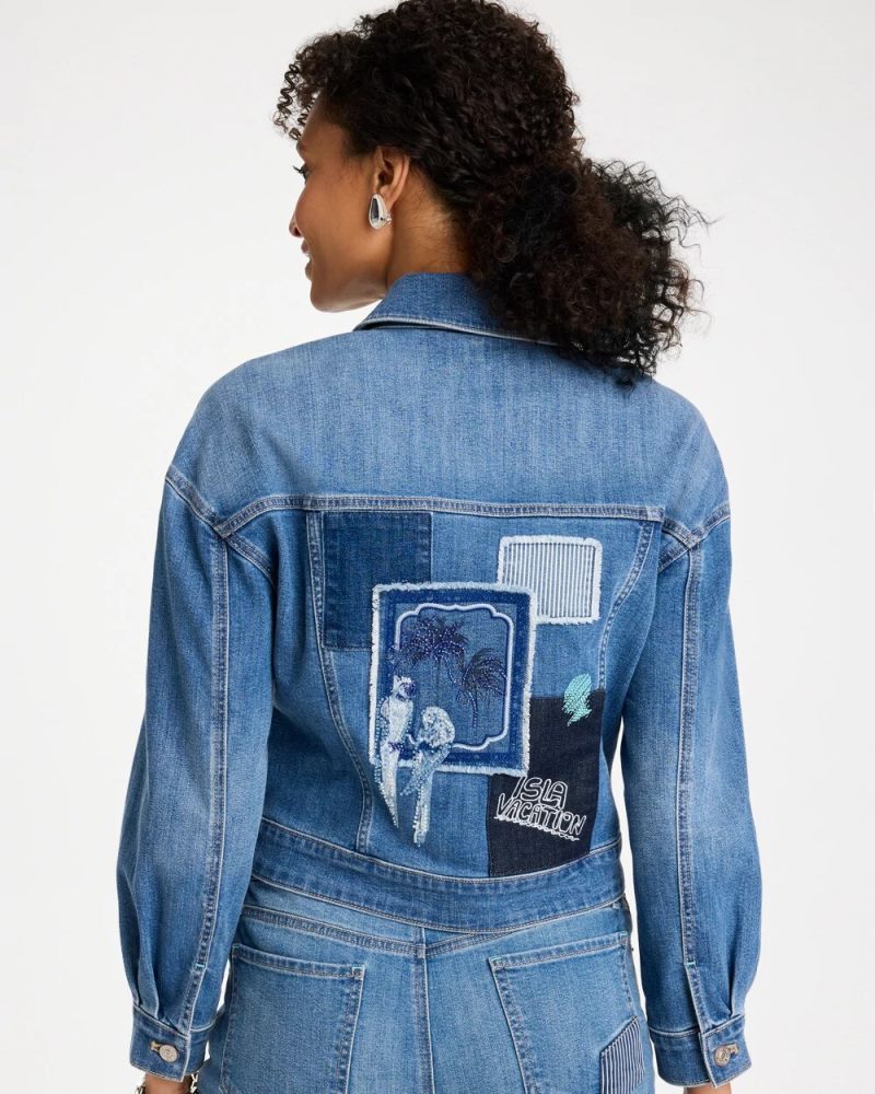 Chicos Denim Parrot Pocket Jacket - UNDERWATER INDIGO