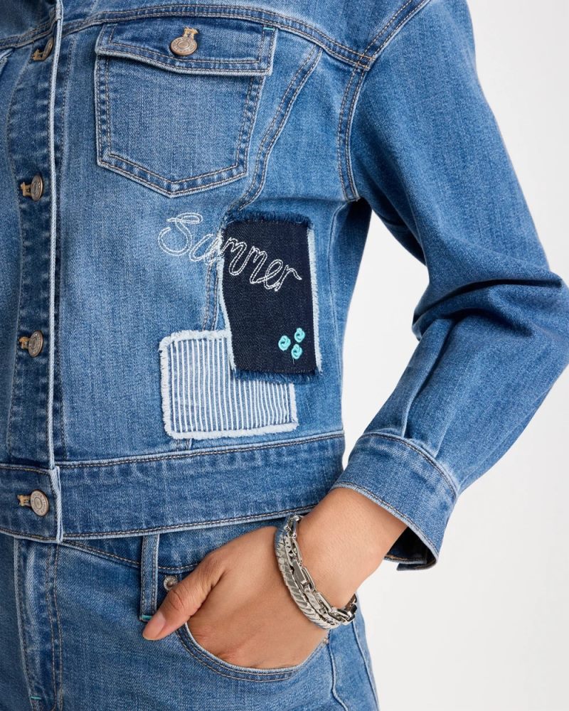 Chicos Denim Parrot Pocket Jacket - UNDERWATER INDIGO