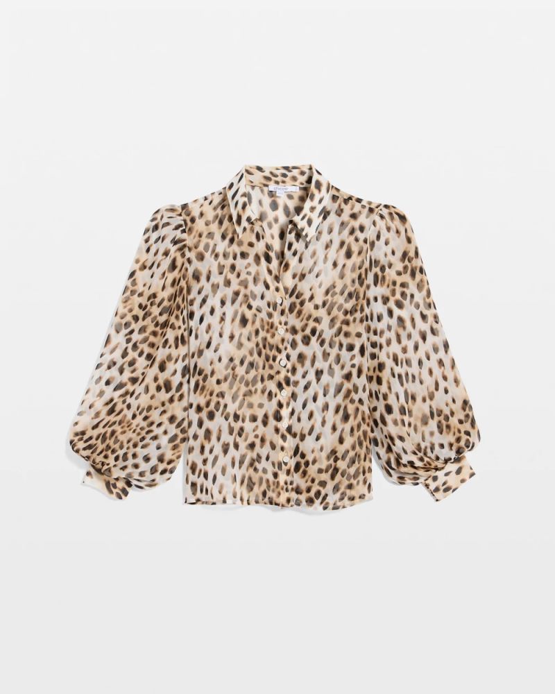 Chicos Georgette Animal Print Blouse - BLACK