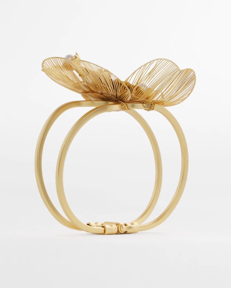 Chicos Statement Butterfly Filigree Hinge Bracelet - GOLD