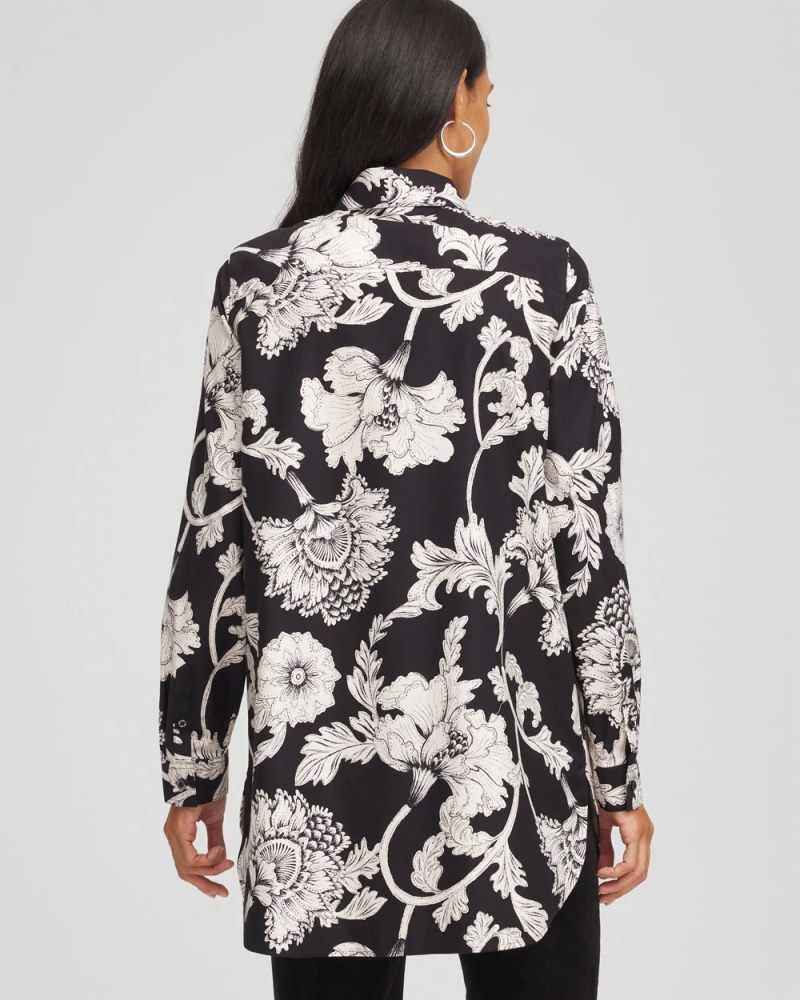 Chicos No Iron Bryne Bloom Stretch Tunic - BLACK