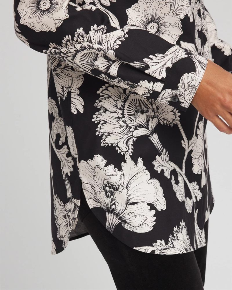 Chicos No Iron Bryne Bloom Stretch Tunic - BLACK