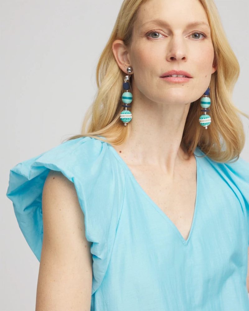 Chicos Cotton-Silk Voile Popover Dress - PARADISO BLUE