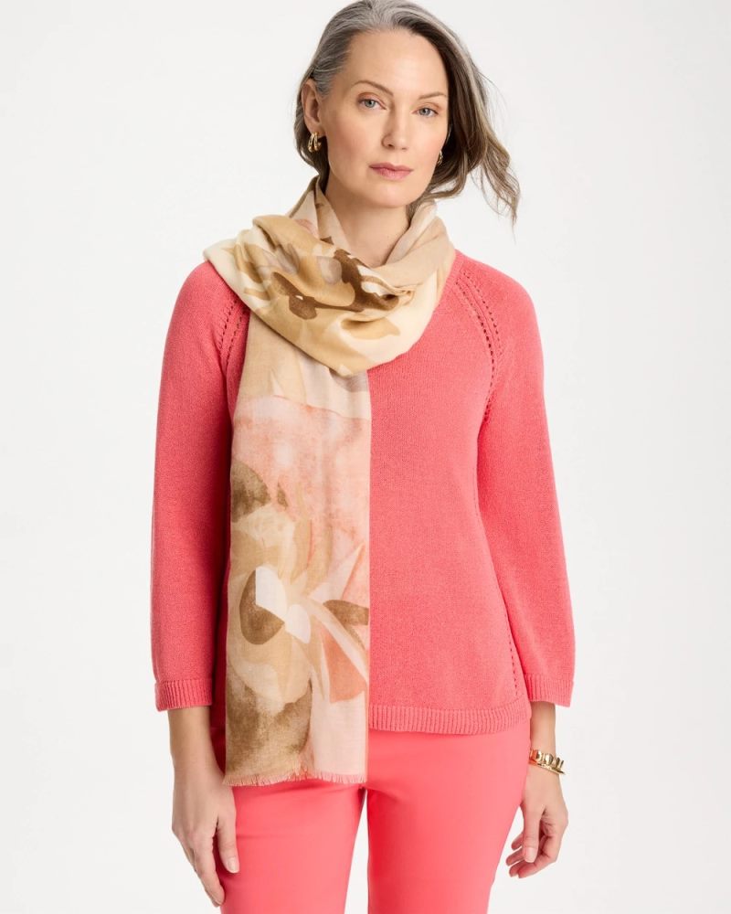 Chicos Neutral Floral Oblong Scarf - NEUTRAL