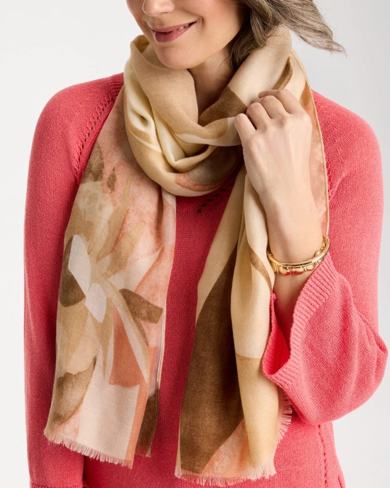 Chicos Neutral Floral Oblong Scarf - NEUTRAL