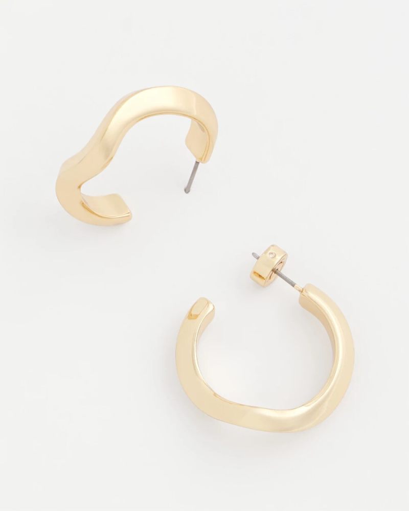 Chicos Gold Wavy Hoop Earrings - GOLD