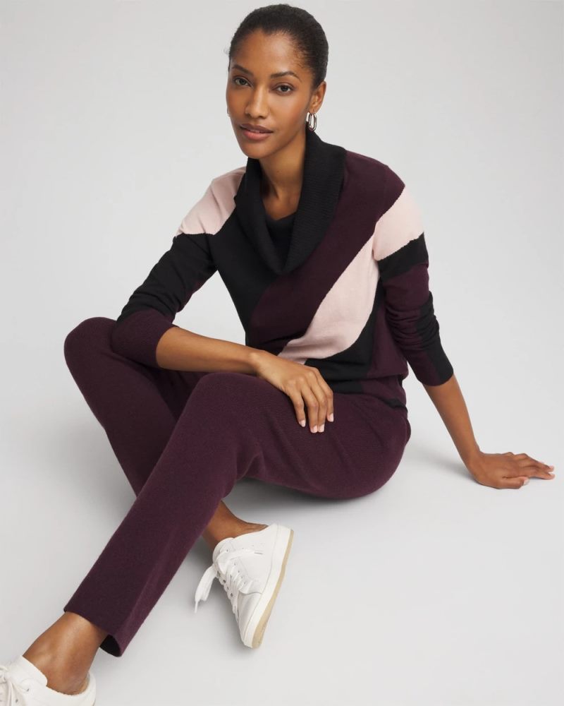 Chicos Zenergy® Luxe Intarsia Cowlneck Top - NIGHT BLOOM