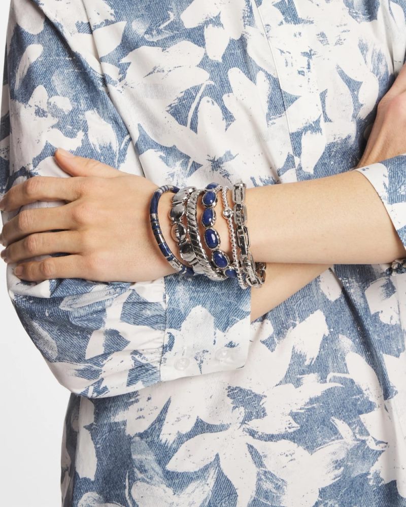 Chicos Blue Enamel Hinge Bangle - BLUE