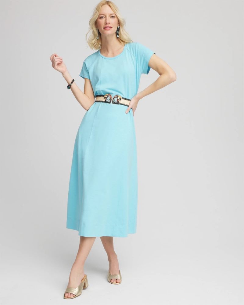 Chicos Short-Sleeved Maxi Dress - PARADISO BLUE