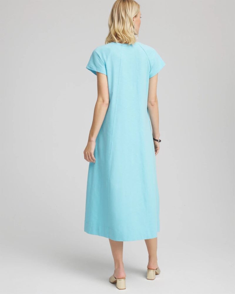 Chicos Short-Sleeved Maxi Dress - PARADISO BLUE