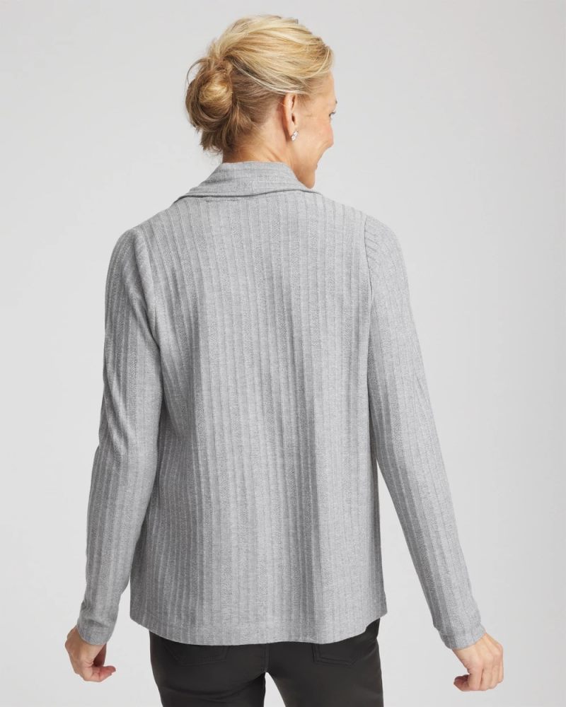 Chicos Cozy Cardigan - FOG HEATHER GRAY