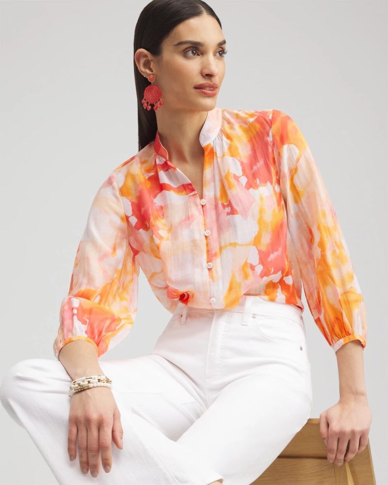 Chicos Watercolor Shirt - ALABASTER