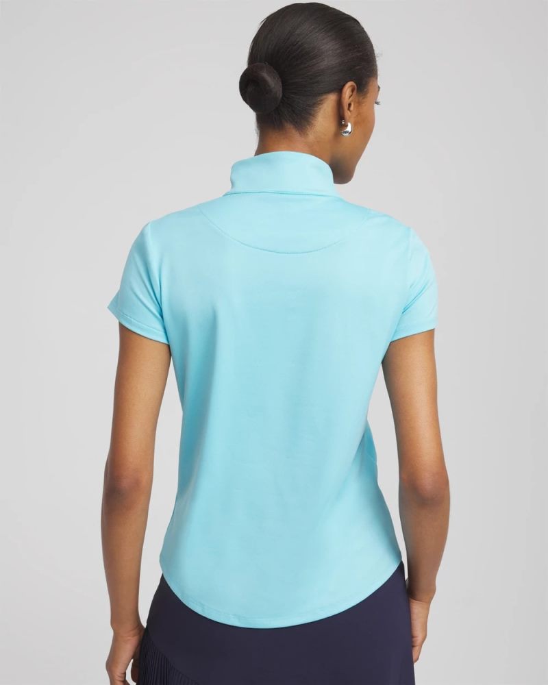 Chicos Zenergy® UPF Mockneck Short-Sleeve Top - PARADISO BLUE