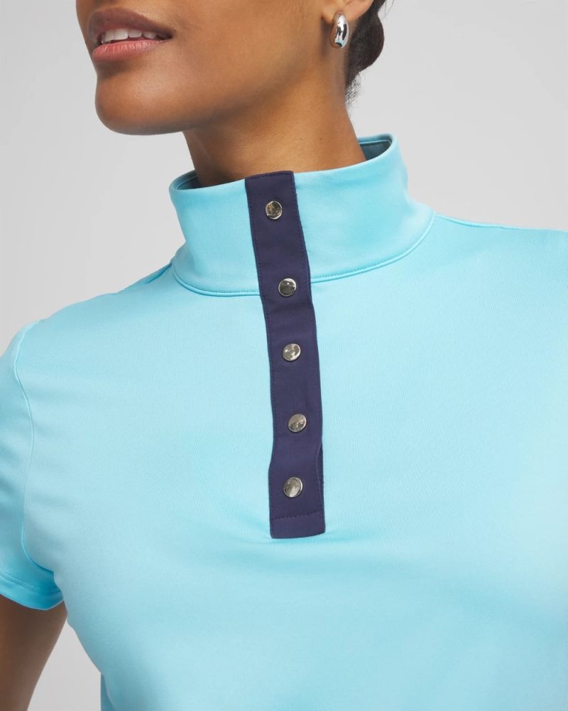 Chicos Zenergy® UPF Mockneck Short-Sleeve Top - PARADISO BLUE