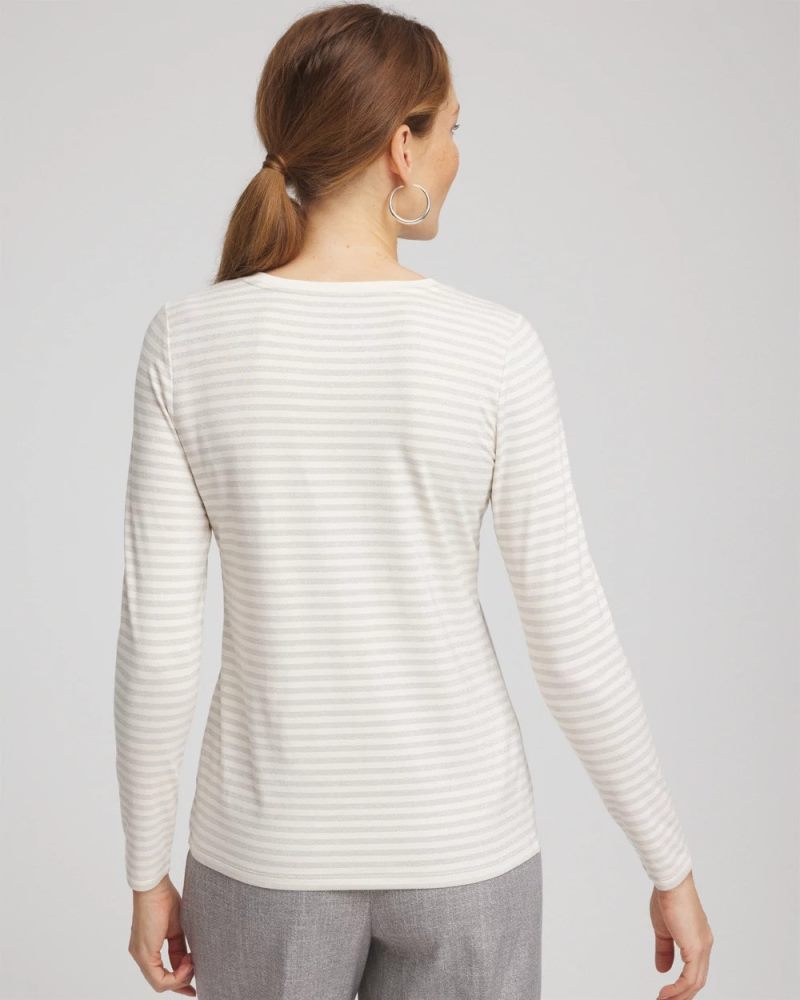 Chicos Metallic Layering Tee - ENGLISH CREAM