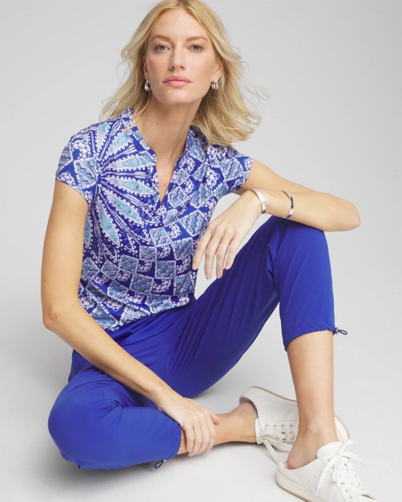 Chicos Zenergy® UPF Printed Polo - RICH COBALT