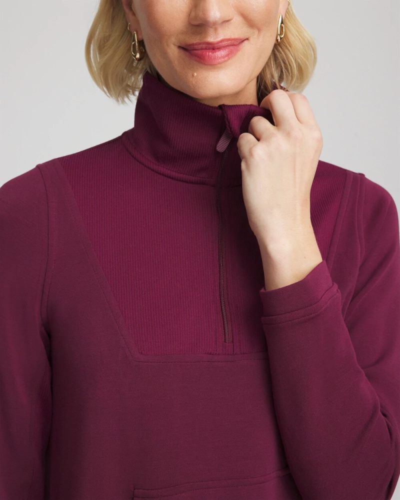 Chicos Zenergy® Ribbed Sweatshirt - DEEP CHIANTI