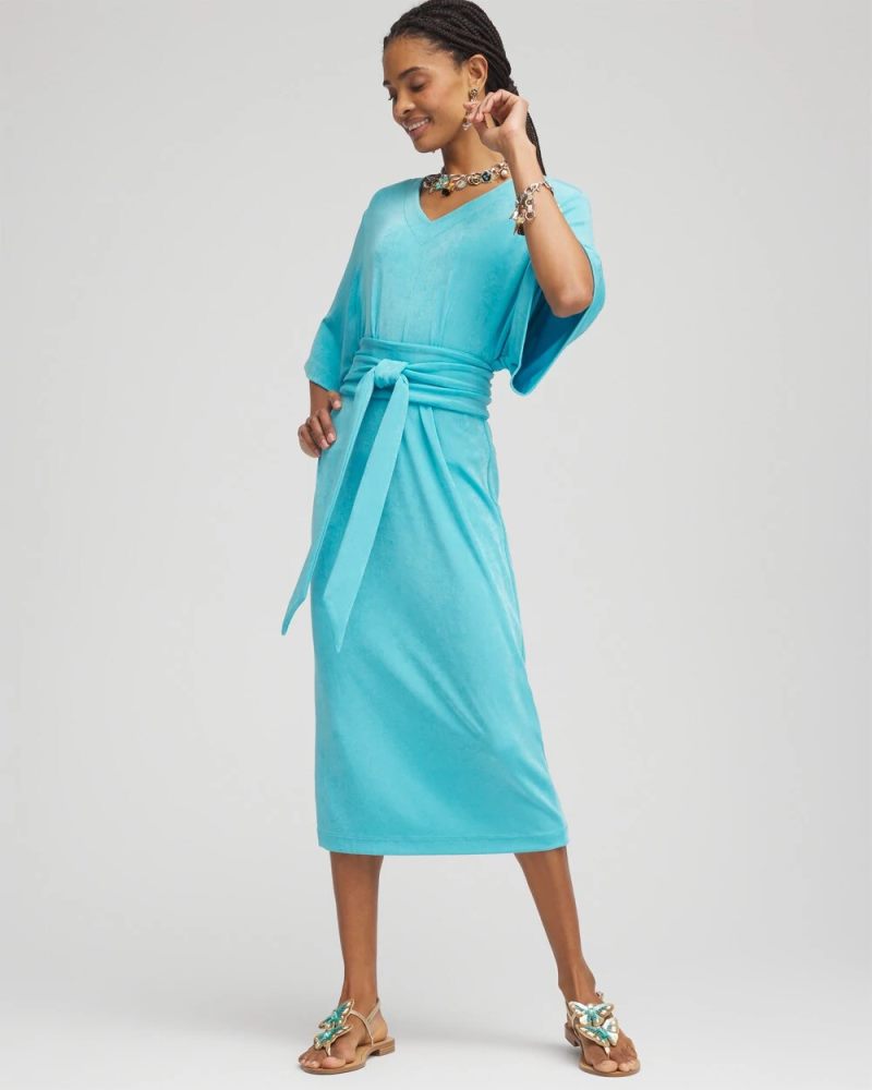 Chicos Travelers™ Kimono Sleeved V-Neck Dress - TURQ BLUE