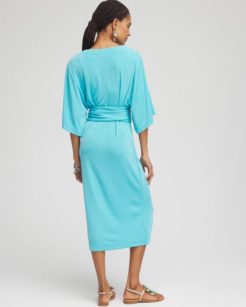 Chicos Travelers™ Kimono Sleeved V-Neck Dress - TURQ BLUE