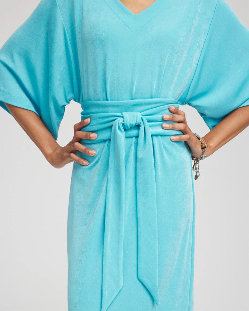 Chicos Travelers™ Kimono Sleeved V-Neck Dress - TURQ BLUE