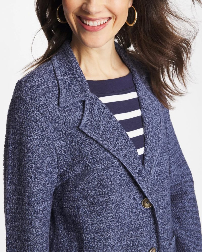 Chicos Denim Inspired Textured Cardigan - MEDIUM DENIM