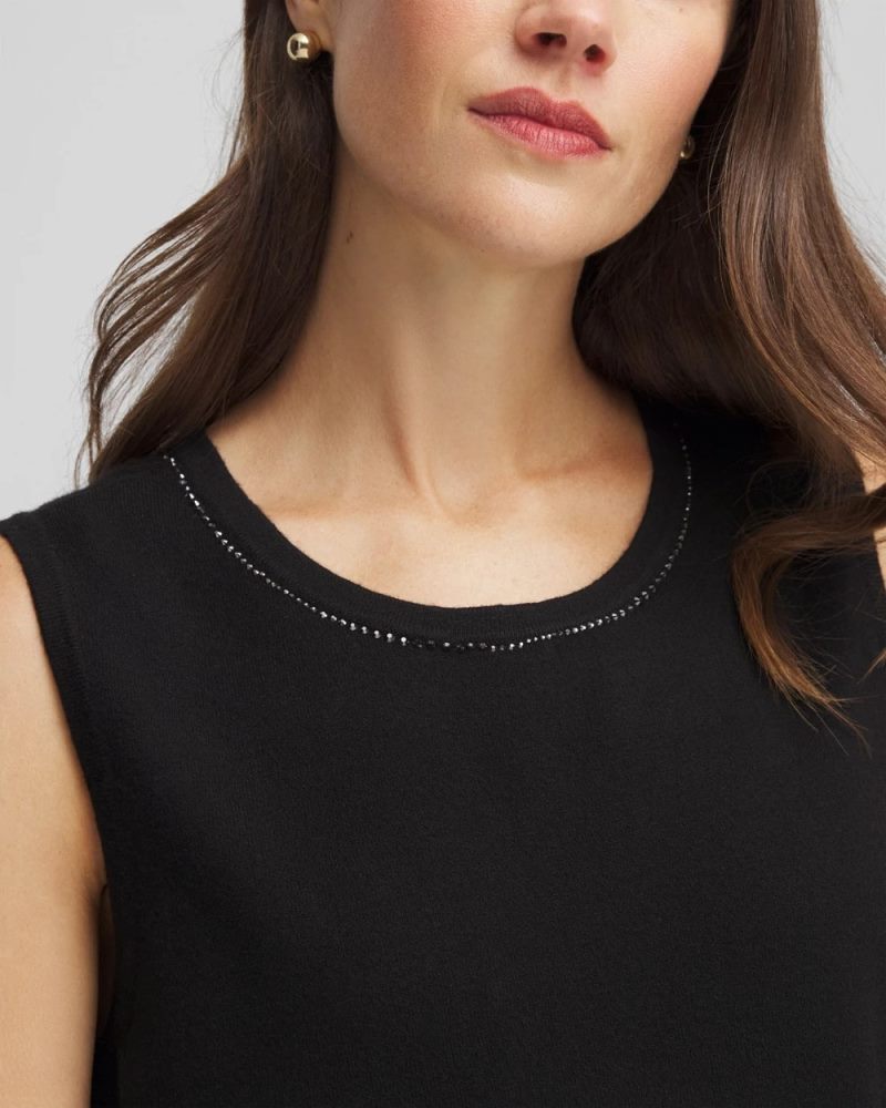 Chicos Zenergy® Luxe Diamante Tank - BLACK