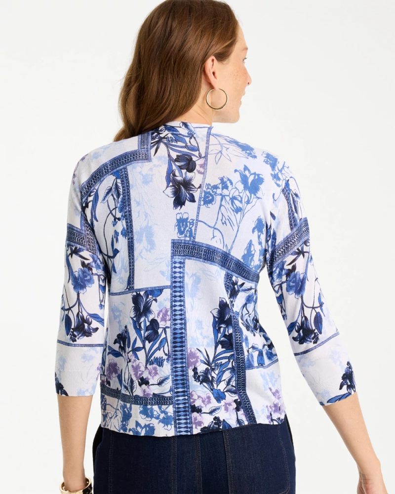 Chicos Summer Romance Botanical Cardigan - ALABASTER