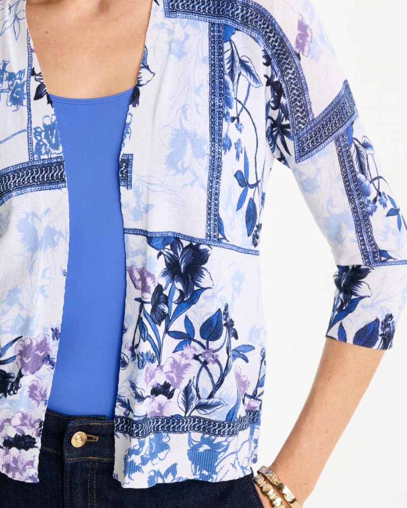Chicos Summer Romance Botanical Cardigan - ALABASTER