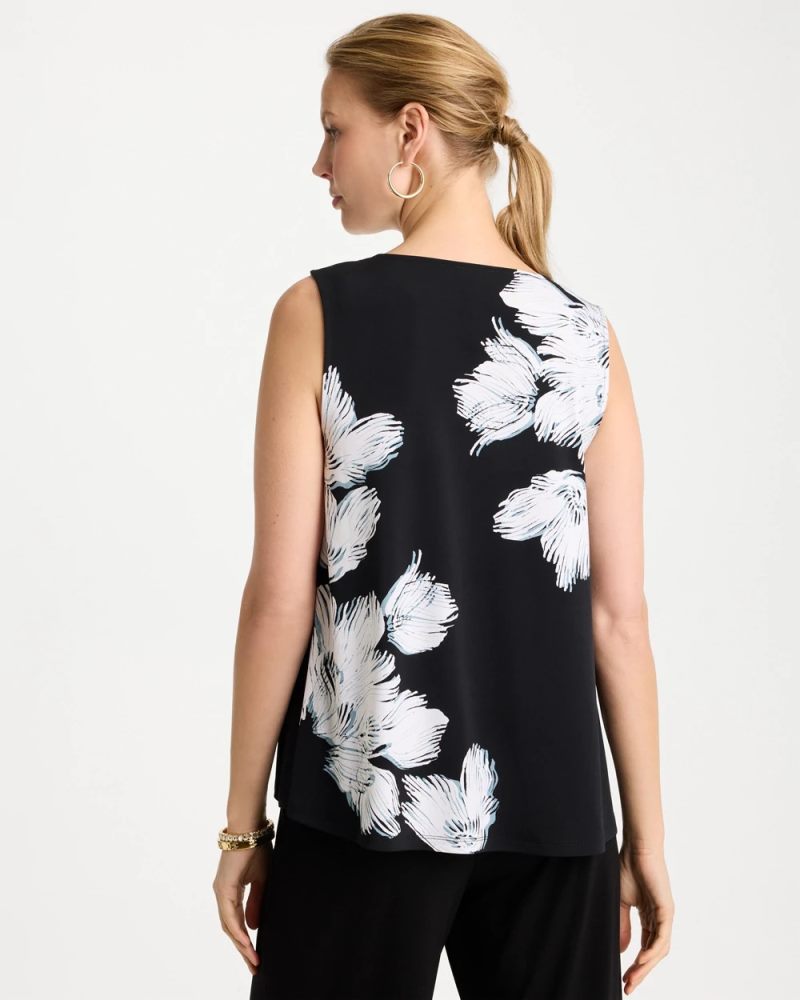 Chicos Travelers™ Knit Abstract Floral Swing Tank - BLACK