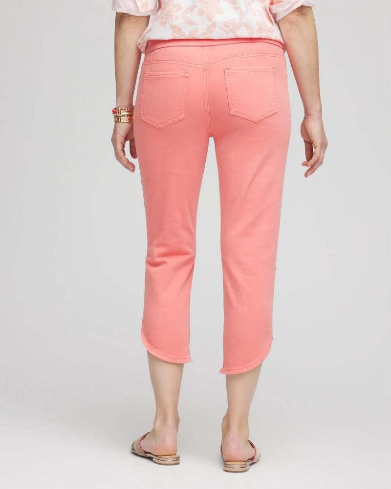 Chicos Pull-On Dolphin-Hemmed Capri Jeans - MELON MAMBO