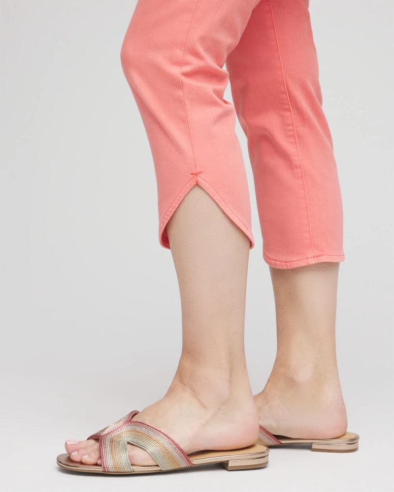 Chicos Pull-On Dolphin-Hemmed Capri Jeans - MELON MAMBO