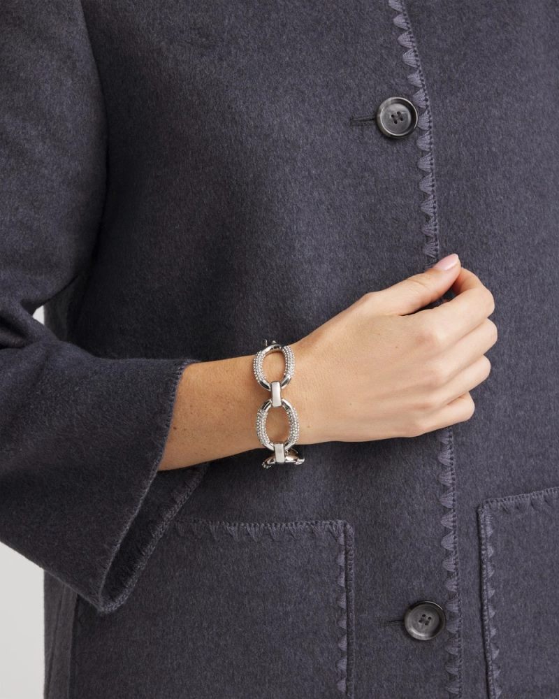 Chicos Large Pave Link Toggle Bracelet - SILVER