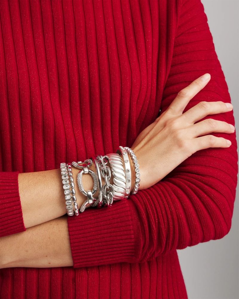 Chicos Large Pave Link Toggle Bracelet - SILVER