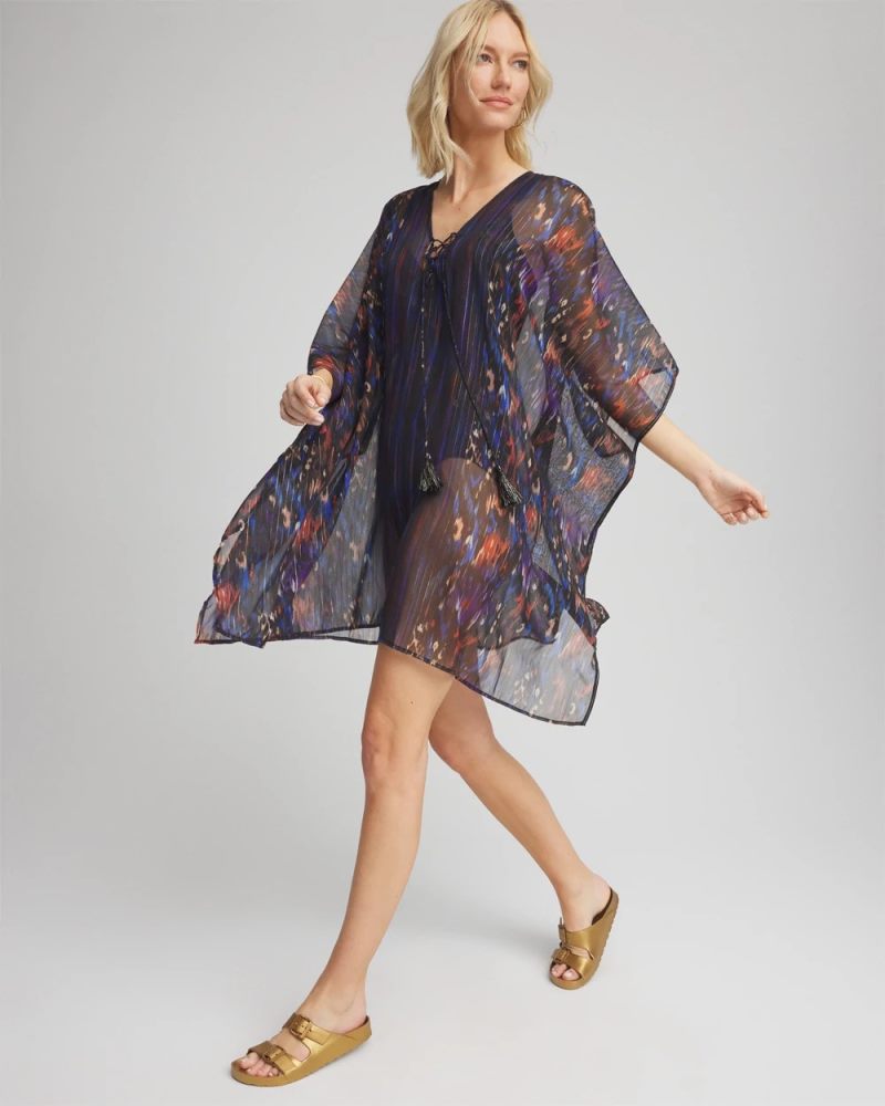 Chicos Miraclesuit® Tapiz Caftan Cover-Up - BLACK/MULTI
